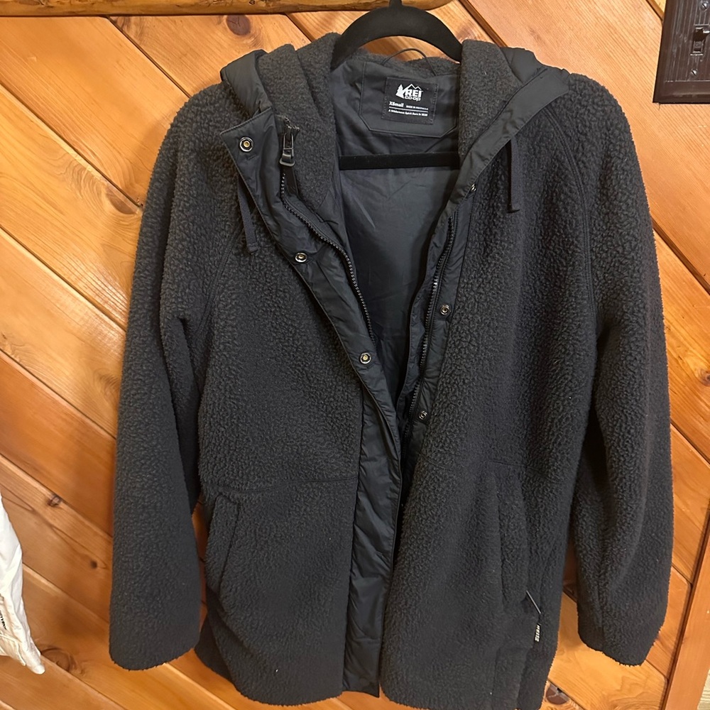 REI Black Oversized Teddy Jacket